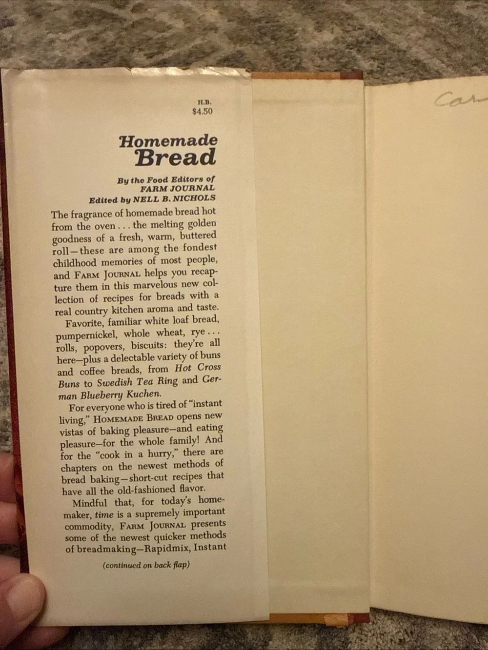 Vintage 1969 Cookbook: Homemade Bread by Farm Journal Hardcover Book Dust Jacket